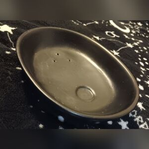 Black Ceramic Incense Burner Bowl Cone & Stick Holder